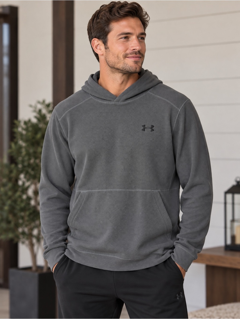 Under Armour Men's Charcoal Gray Hooded Pullover Sweatshirt